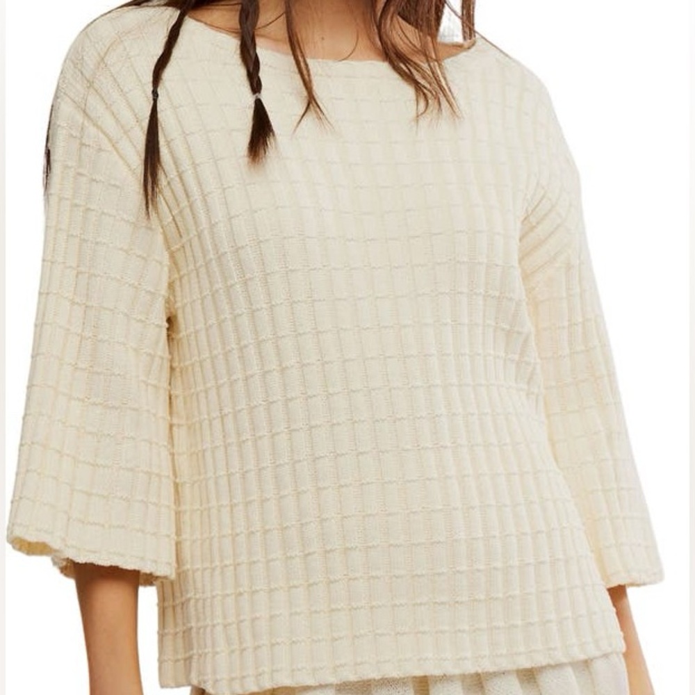 Free People Beach Kenzie Ivory Top Wide Bell Flare Sleeves